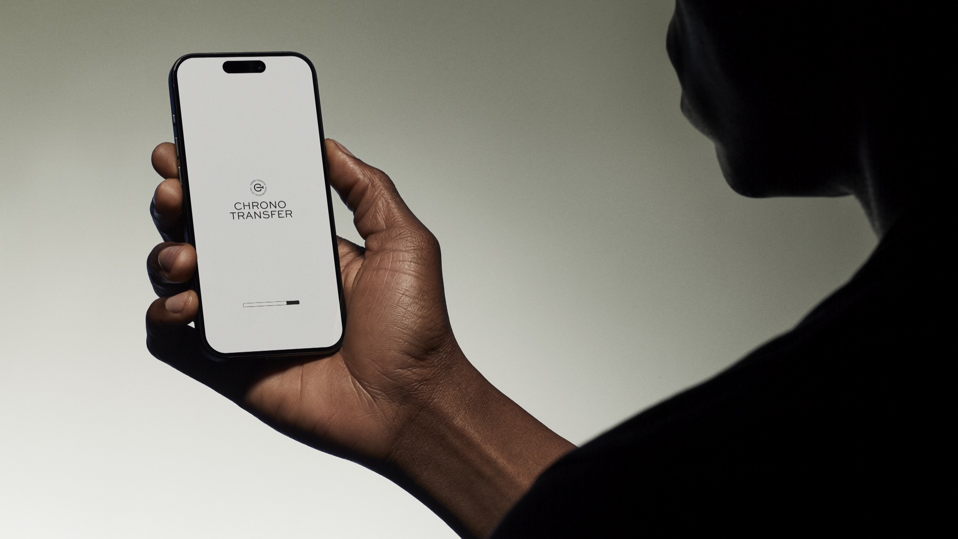 The ChronoTransfer app opening on a phone