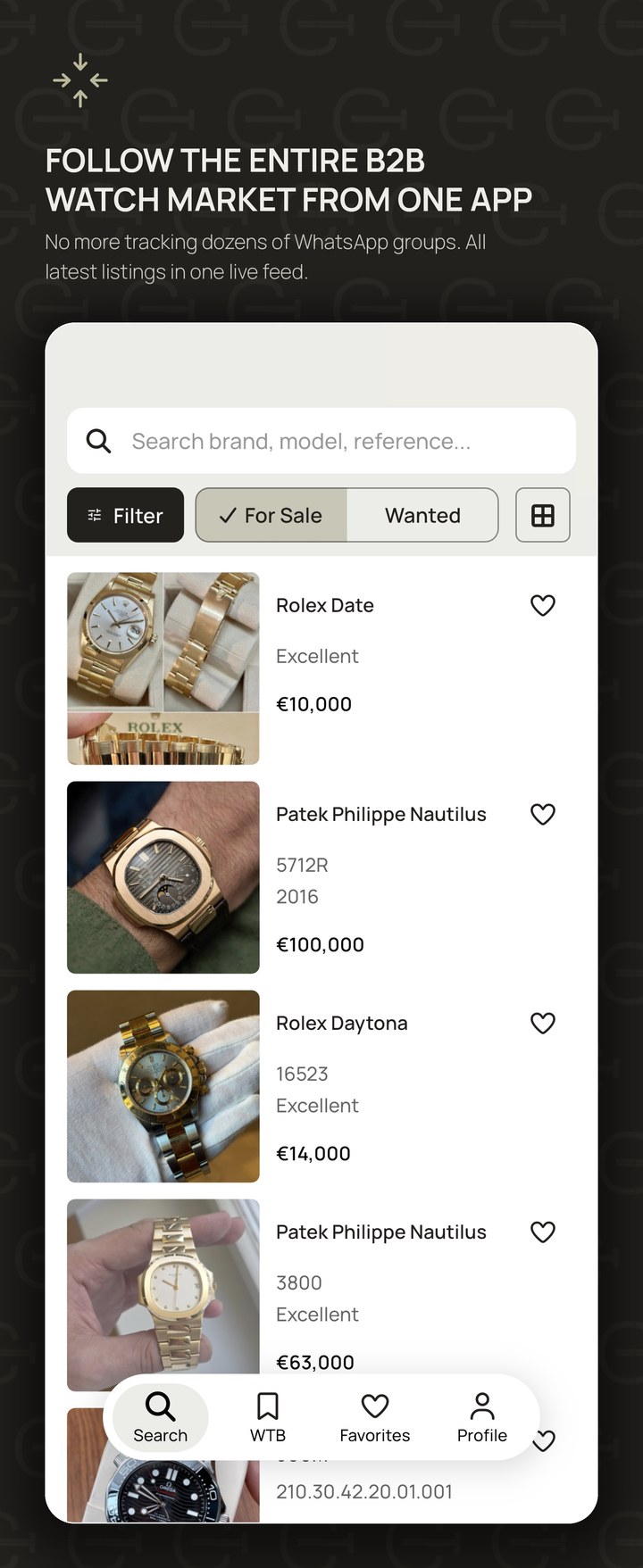 Follow the entire B2B watch market from one app